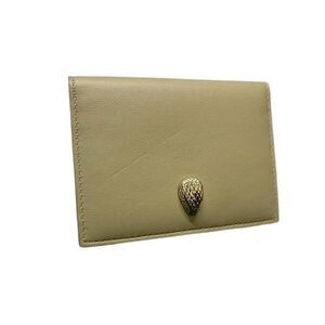 Bvlgari Card Case Serpenti 293693 Beige Leather Ladies